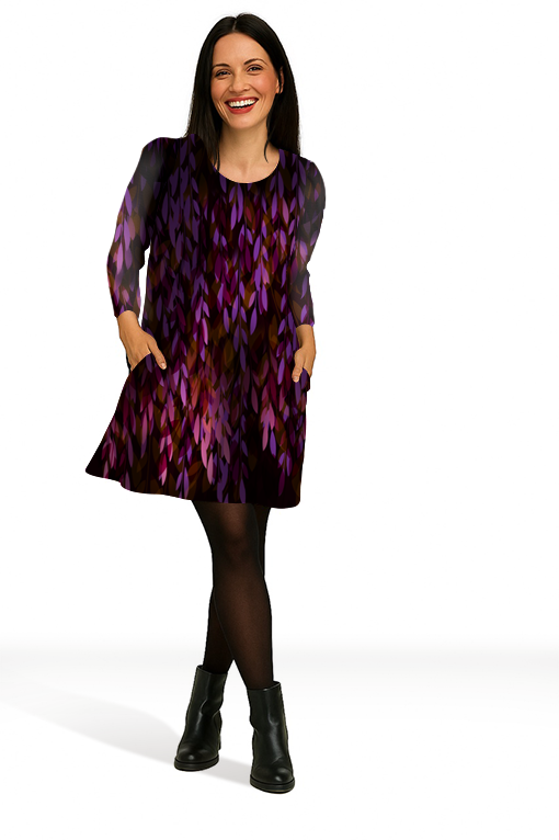 Robe trapèze imprimée ORFÉO INARI FEUILLAGES