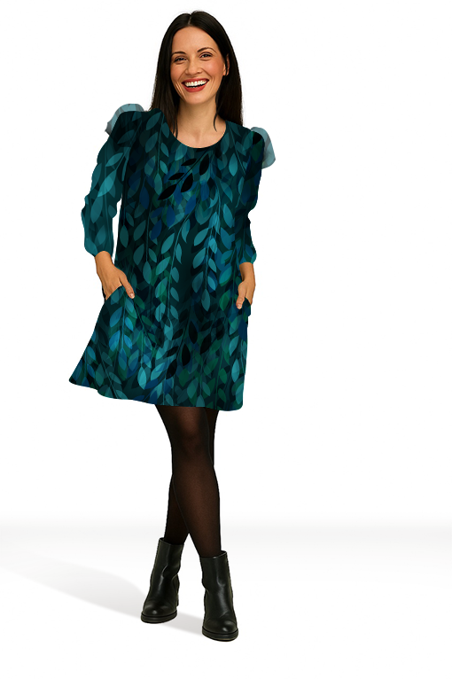 Robe trapèze imprimée ORFÉO KITSUNE FEUILLAGES