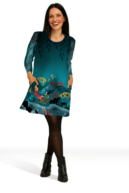 Robe trapèze imprimée ORFÉO KITSUNE