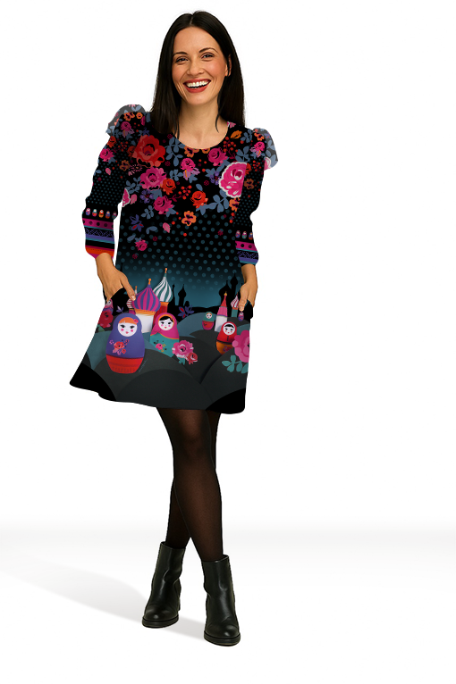 Robe trapèze imprimée ORFÉO MATRIOCHKA