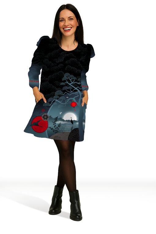 Robe trapèze imprimée ORFÉO ZEN