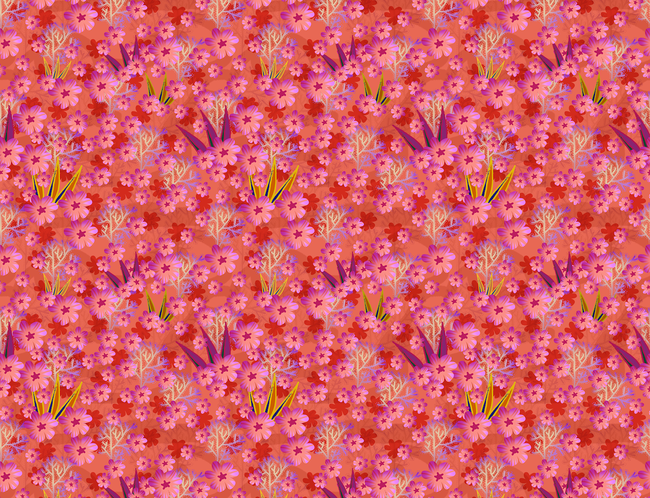 Panneau de tissu MIZAKI Fleurs rouges