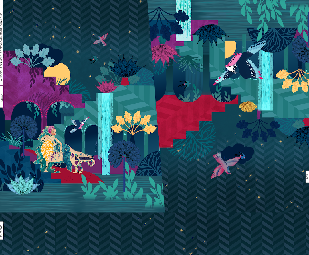 Thick satin fabric TABATA BABYLON