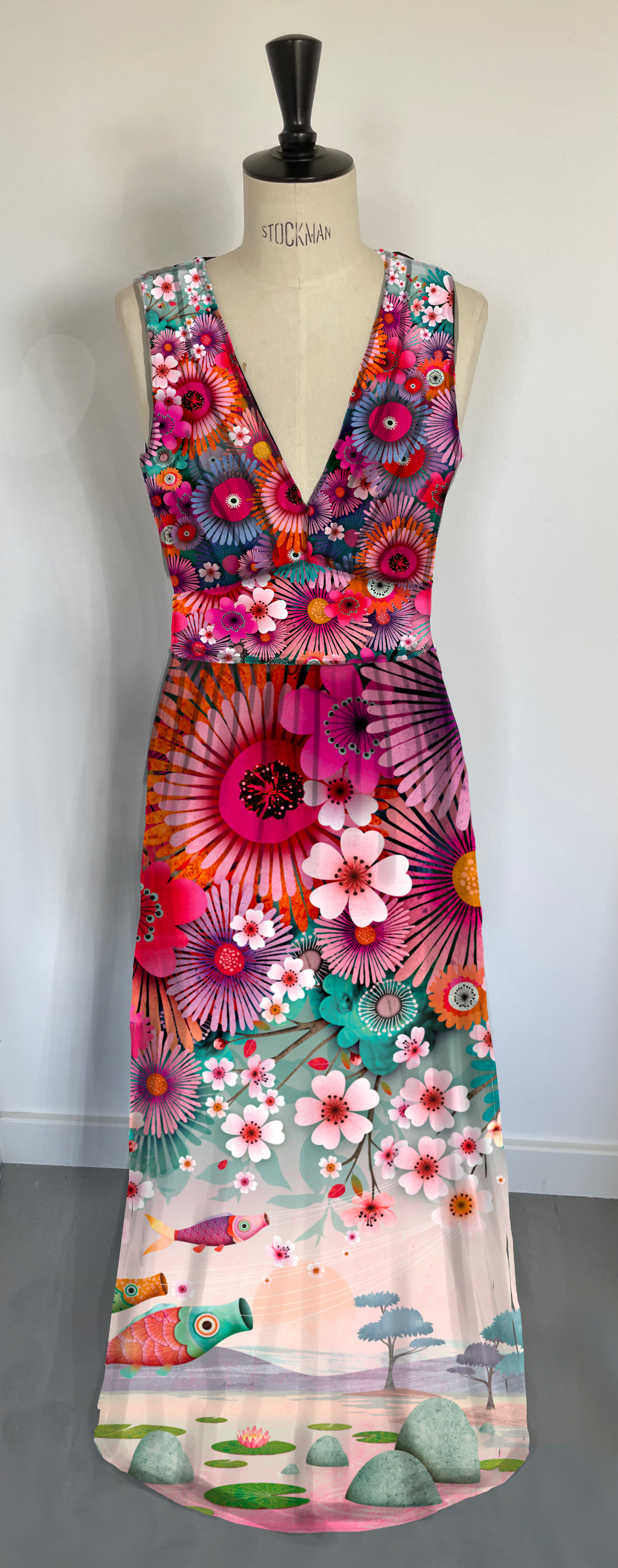 Robe longue fluide VALERIA CARPE KOI