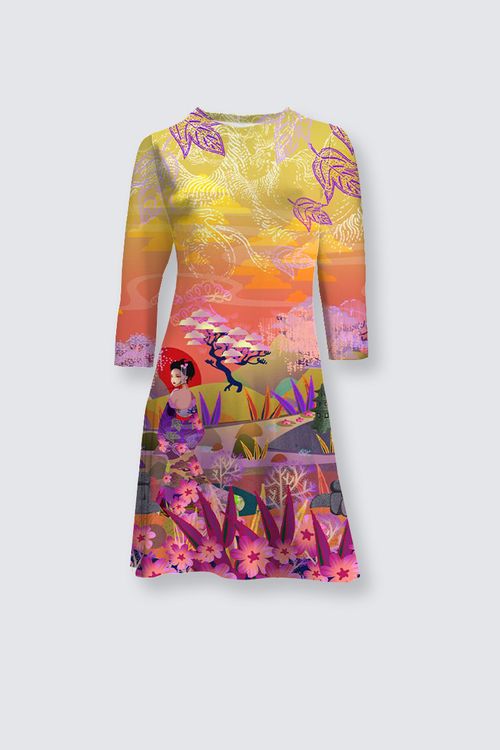 Robe fluide jersey imprimée CELIA MIZAKI KIRO