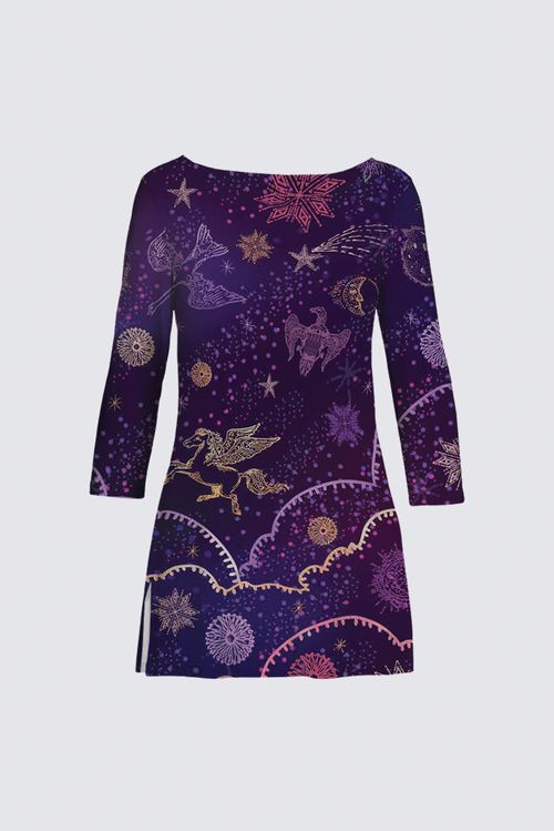 Tunique fluide jersey imprimé COLETTE PLUS SIZE CELESTE