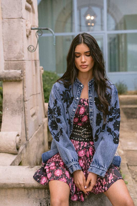 SURCHEMISE EN JEAN COSMOS FLORAL