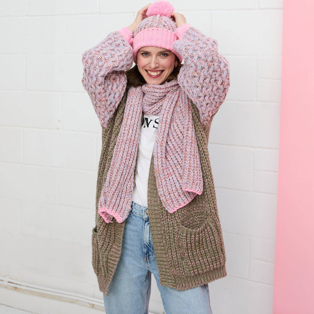 Écharpe en tricot Florence Twist - Rose