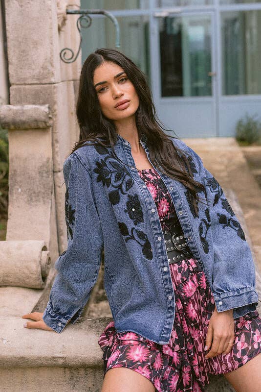 SURCHEMISE EN JEAN COSMOS FLORAL
