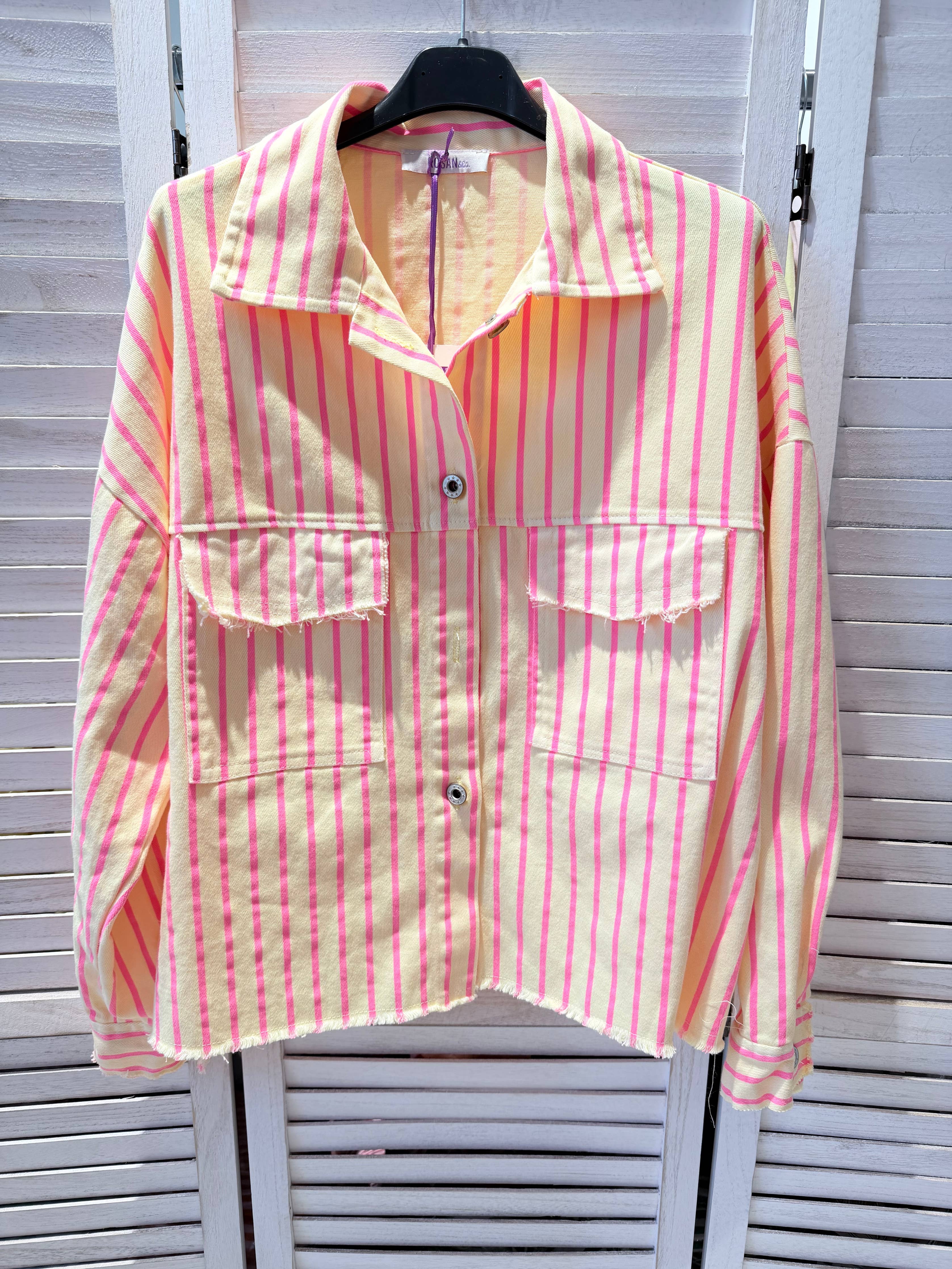 Veste rayée en coton RITA JAUNE&ROSE