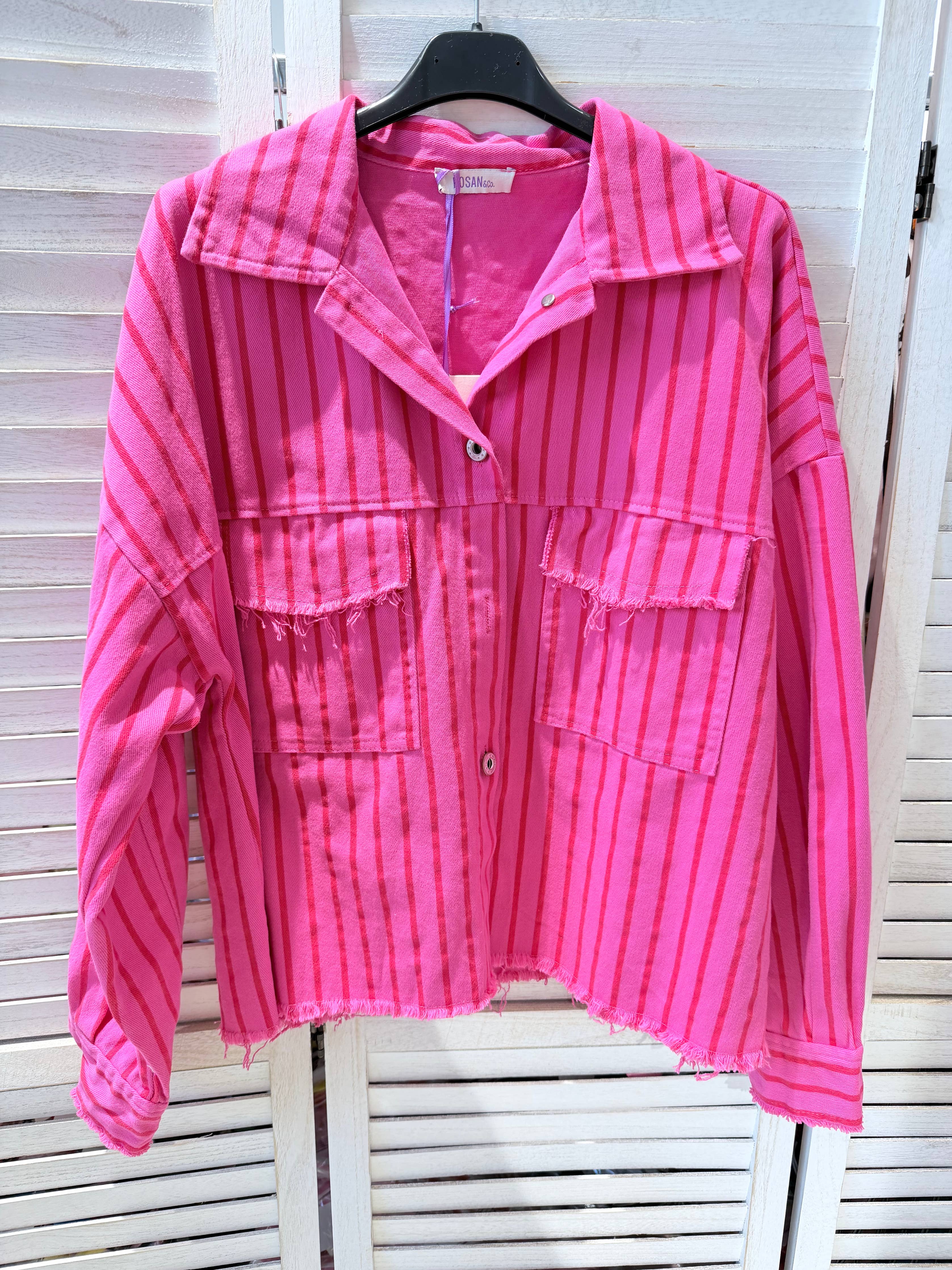 Veste coton fushia rayée rouge RITA