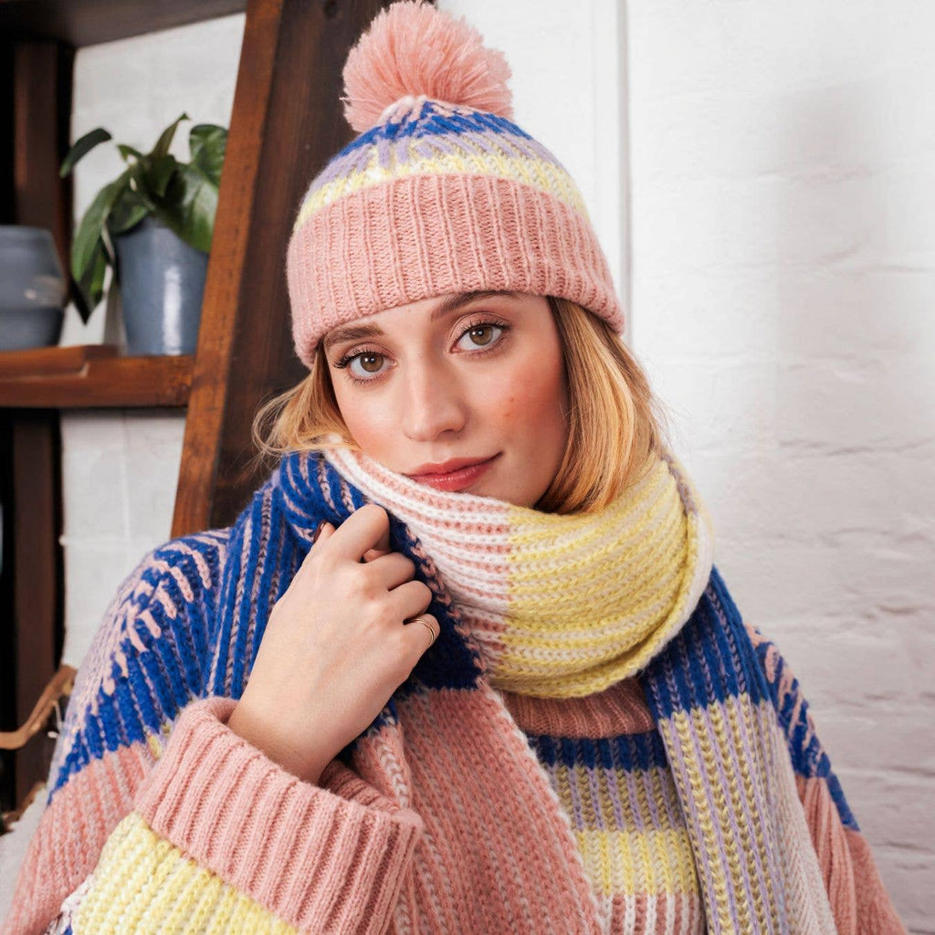 Bonnet à Rayures Phoebe - Rose