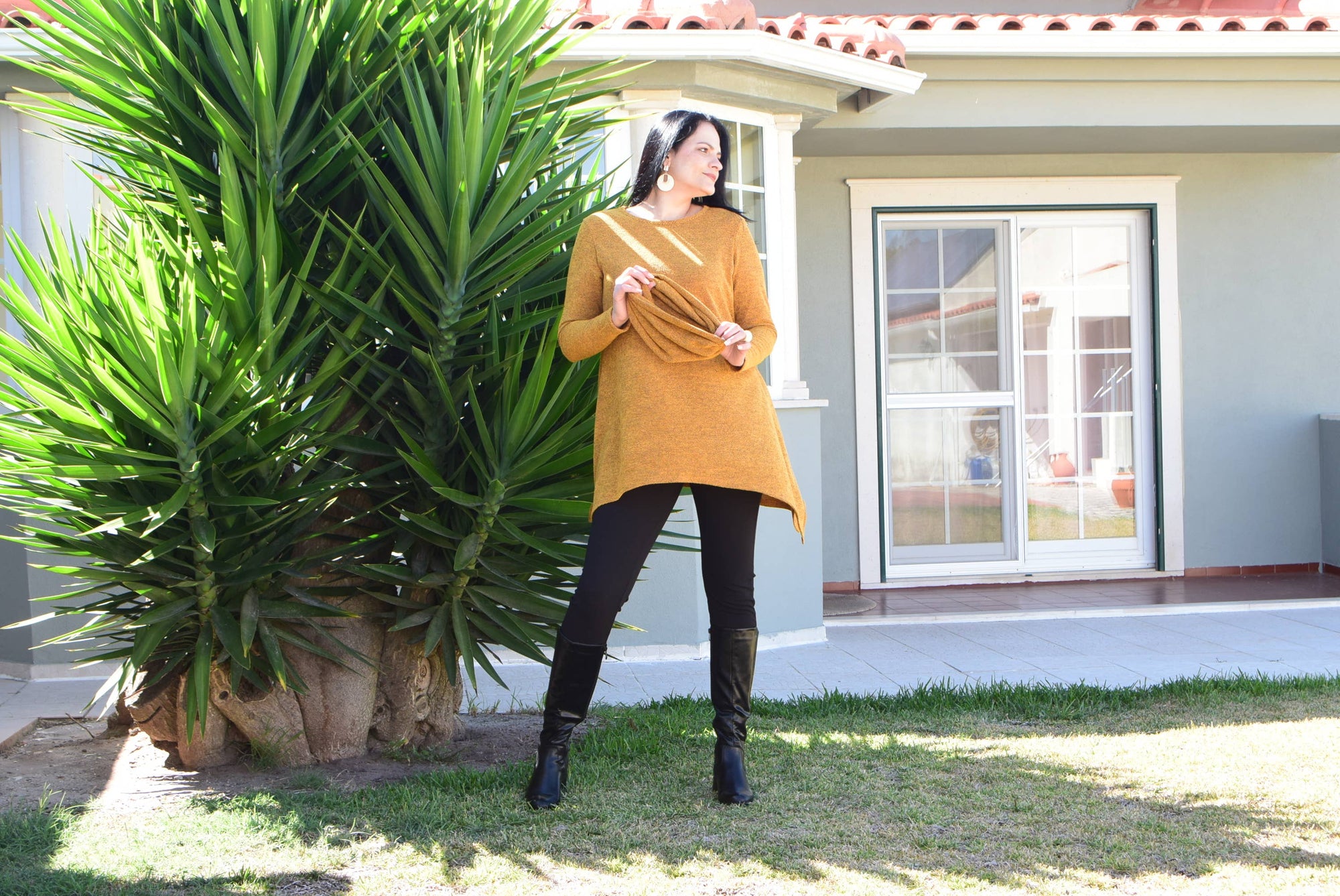 Tunique grande taille en tissu tricoté chaud Olivia/L à 6XL