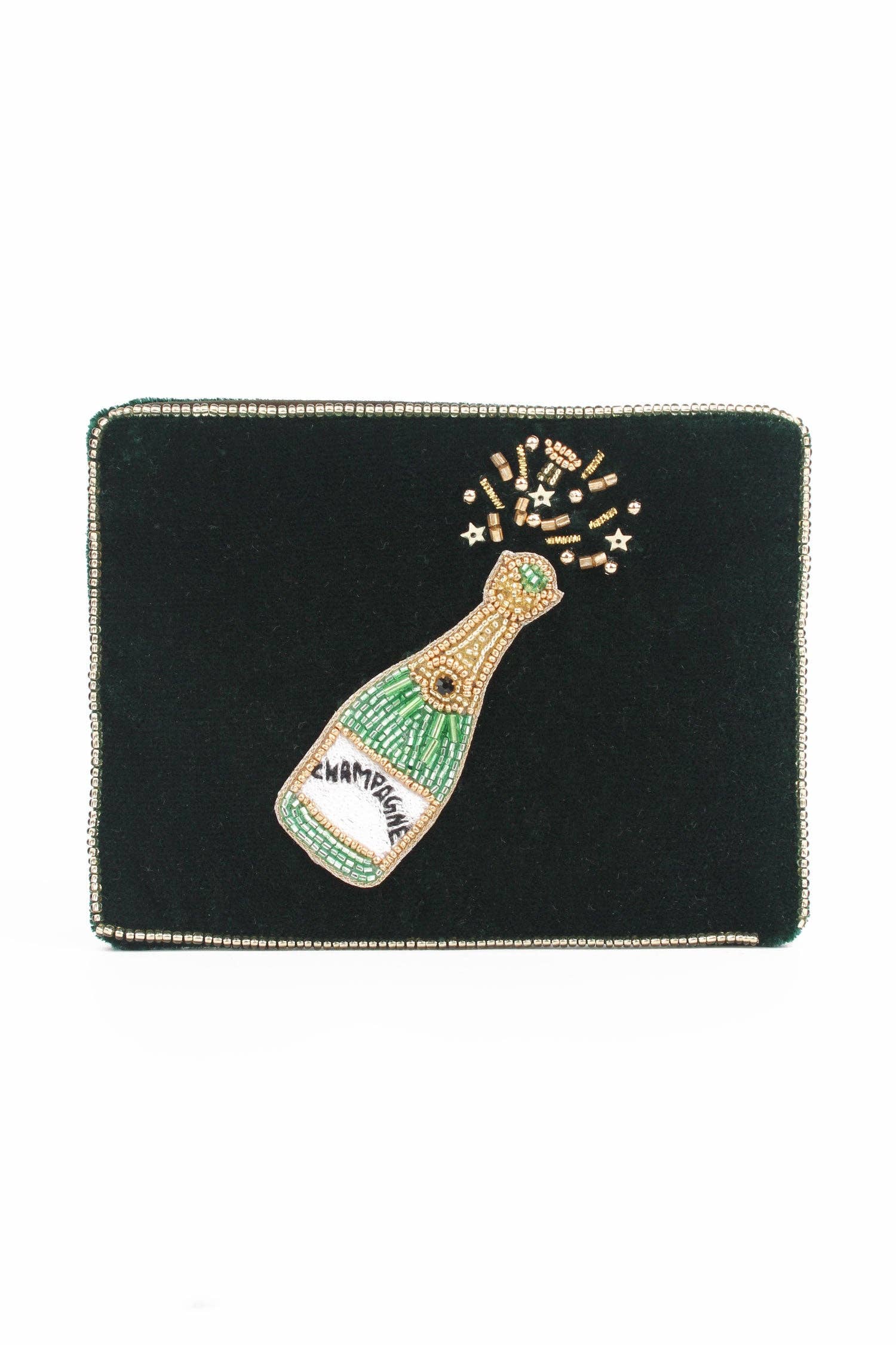 POCHETTE VERTE CHAMPAGNE PETITE