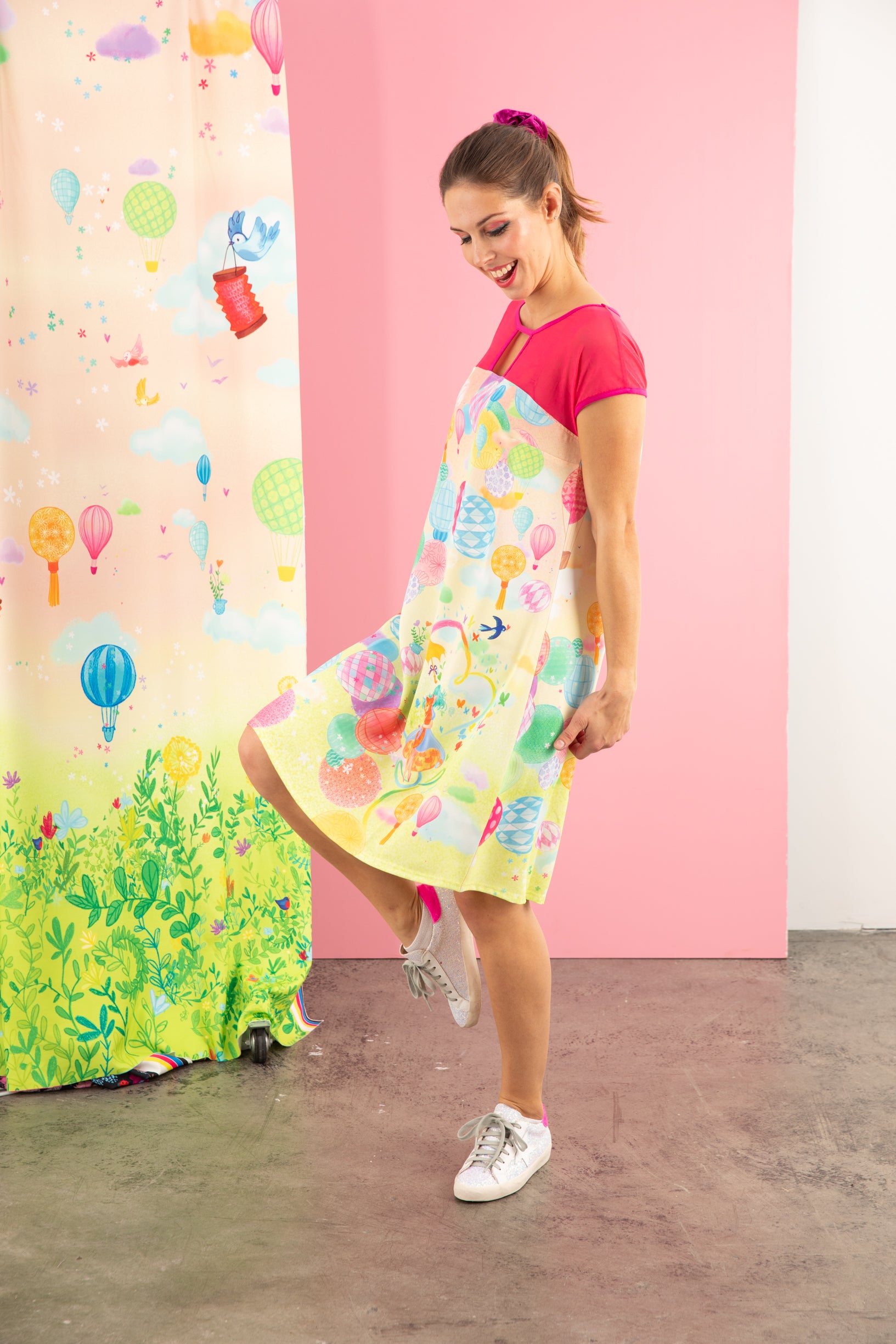 Robe courte en crêpe imprimée SORA CONFETTIS PROTO