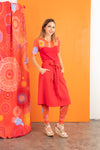 Jupe midi boutonnée rouge NANIE