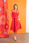 Jupe midi boutonnée rouge NANIE